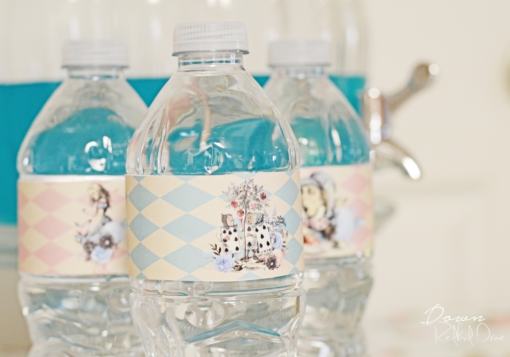 alice in wonderland printable water bottle labels