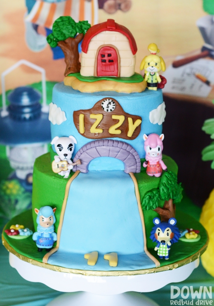 Closeup of the Animal Crossing birthday cake.