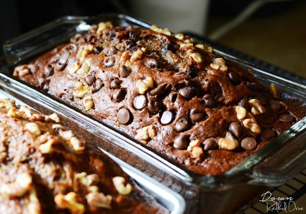 fresh banana bread out of the oven