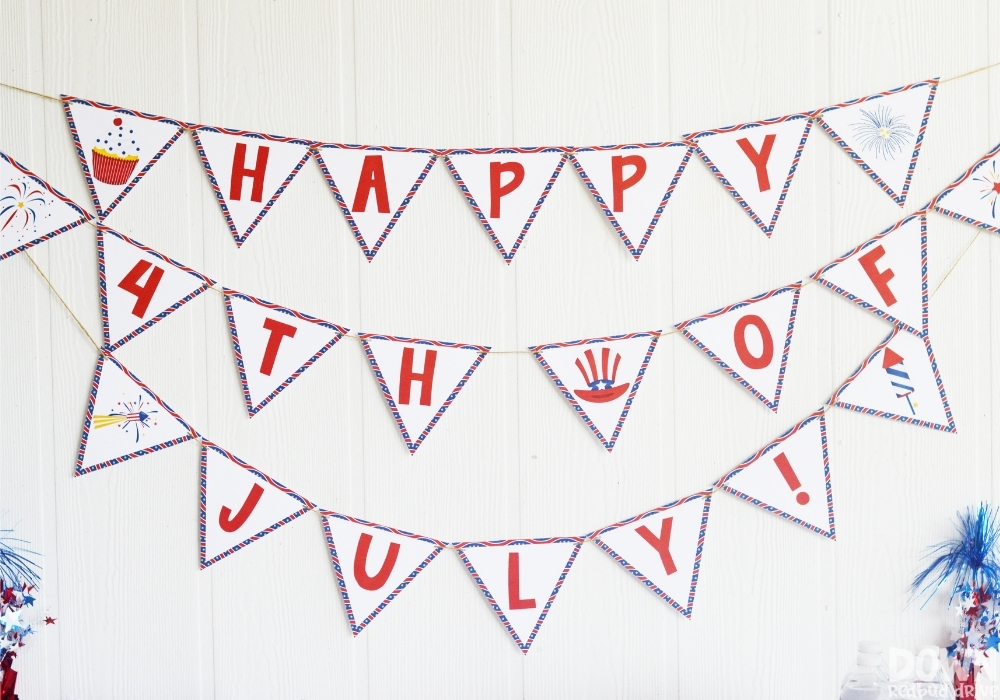 The "Happy 4th of July" party banner for the DIY 4th of July party.