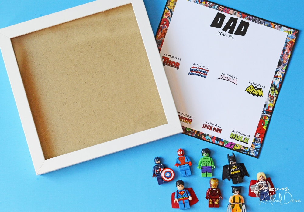 supplies for Father's Day Superhero Shadowbox