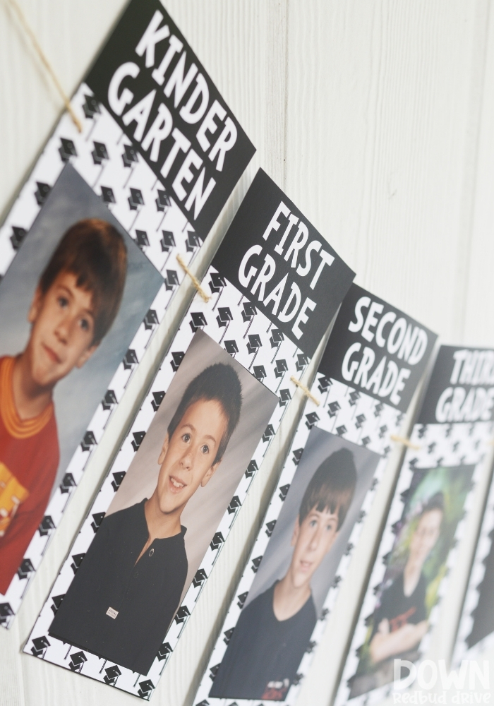 A tall photo of the finished DIY high school graduation banner.