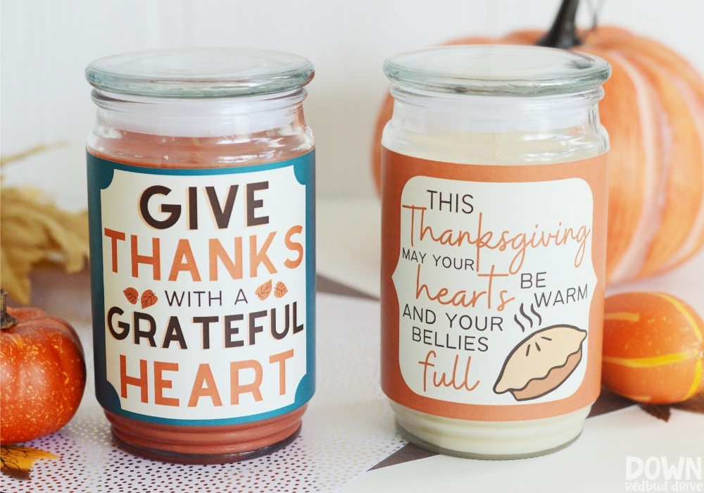 The finished DIY Thanksgiving Candles.