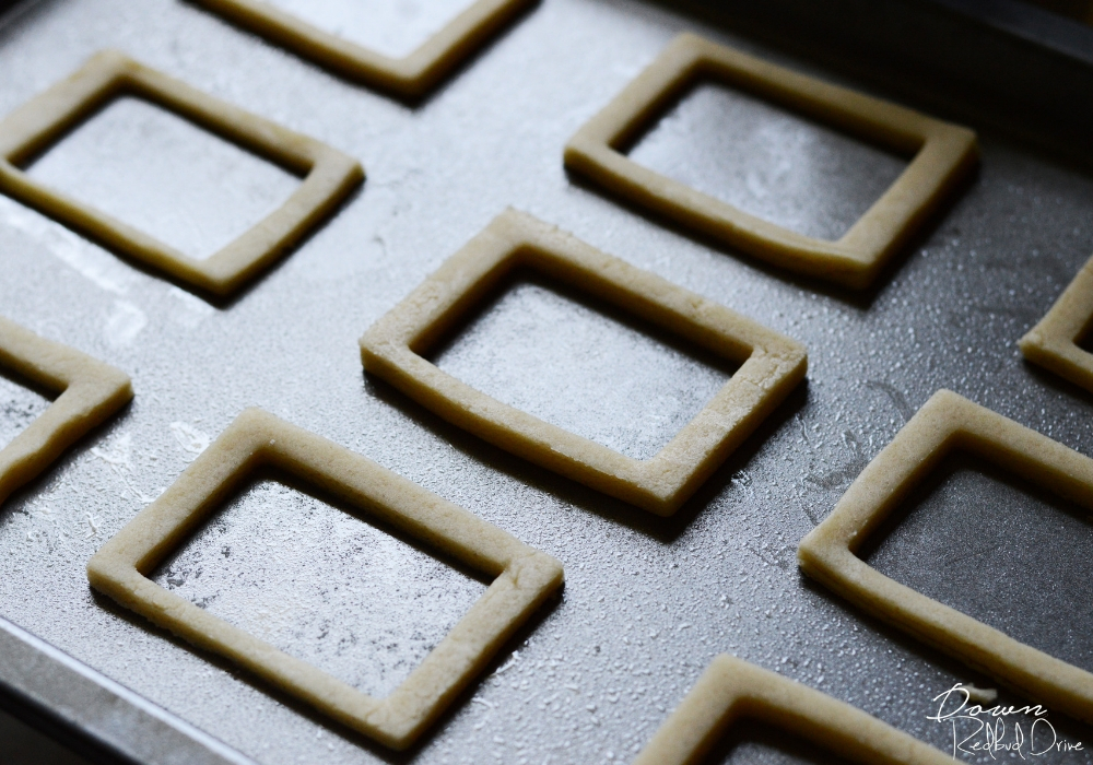 rectangle sugar cookies ready to bake