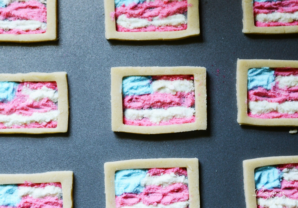 unbaked American Flag Stained Glass Cookies