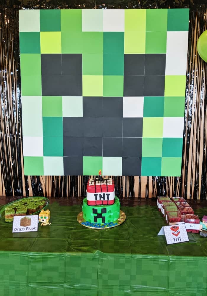 Minecraft Birthday party set up