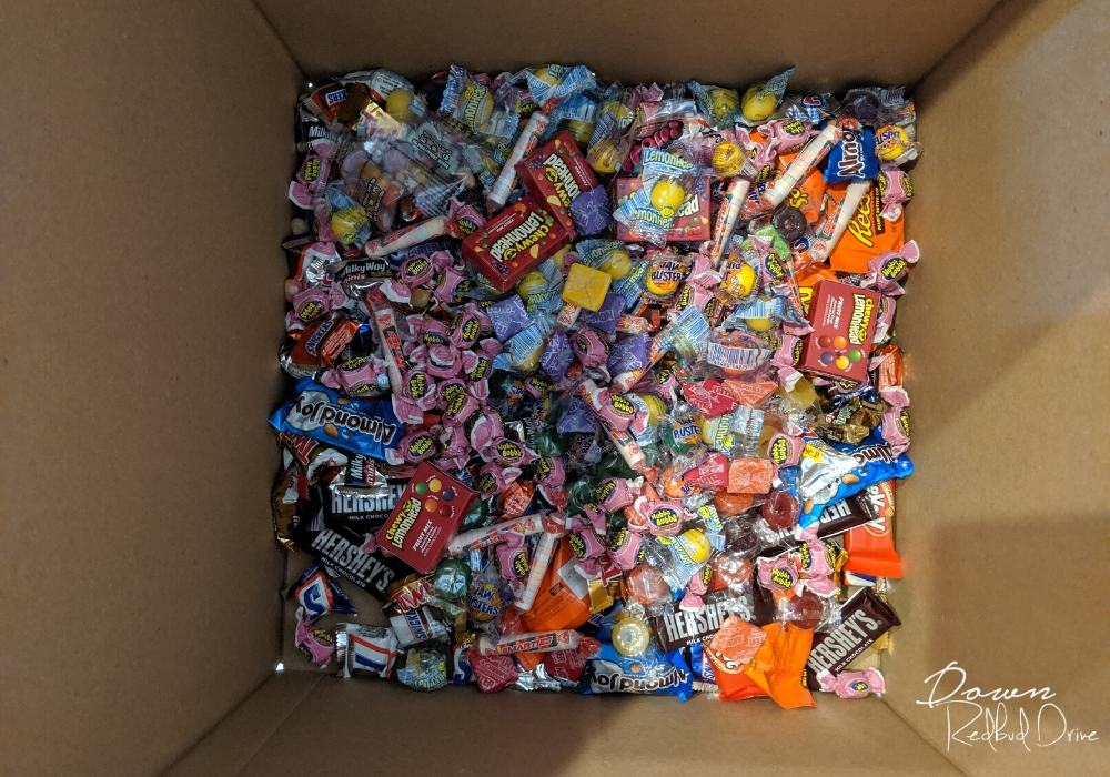 candy assortment in the bottom of a box