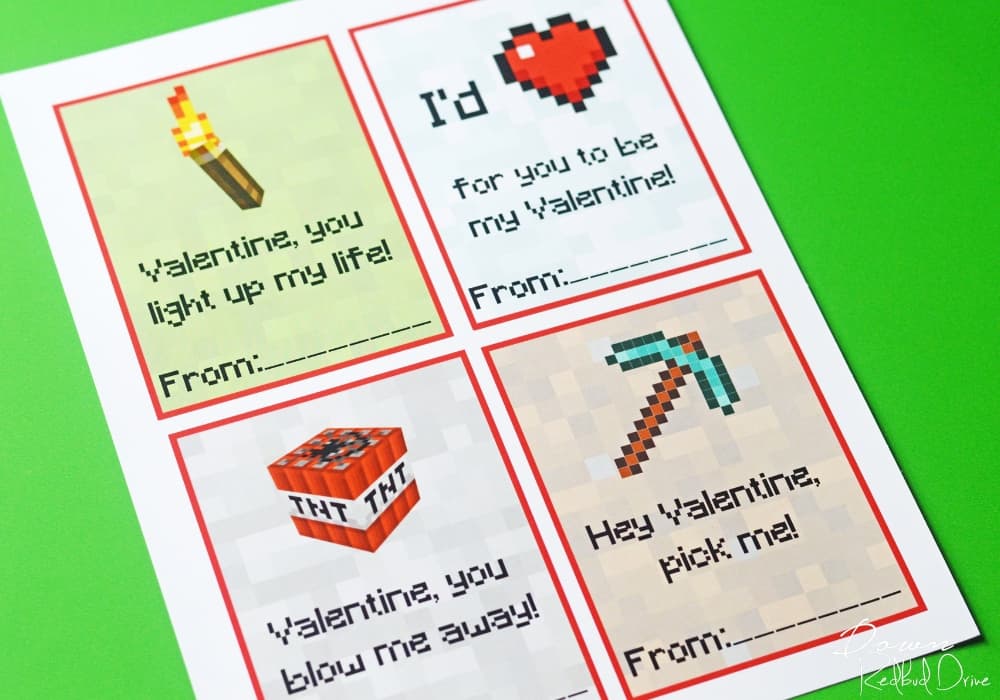 Printable Minecraft Valentines