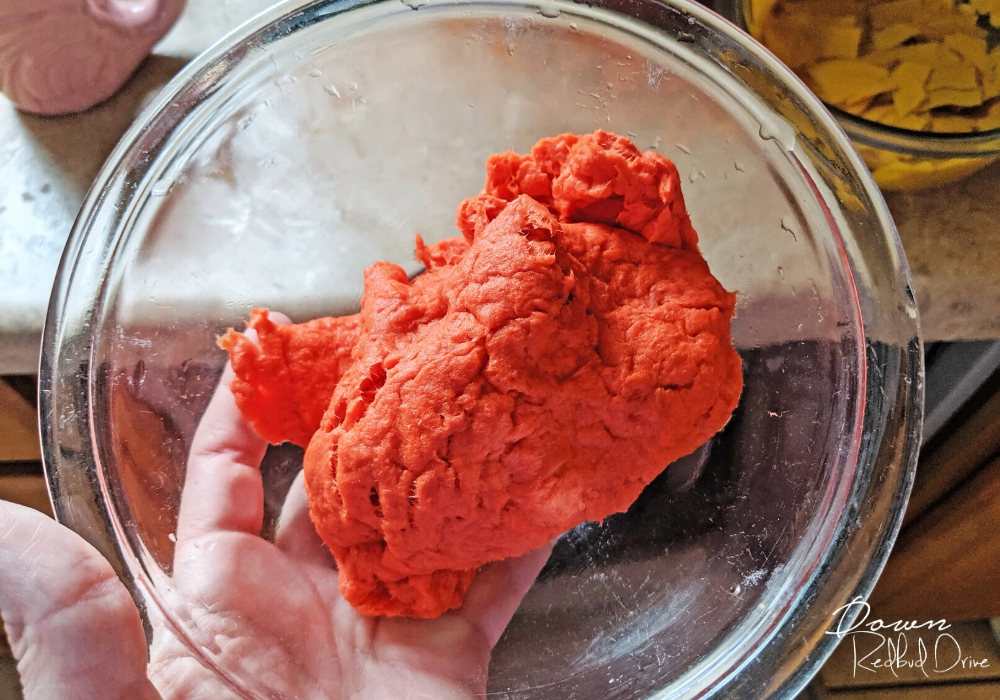 orange paper pulp in a clean bowl