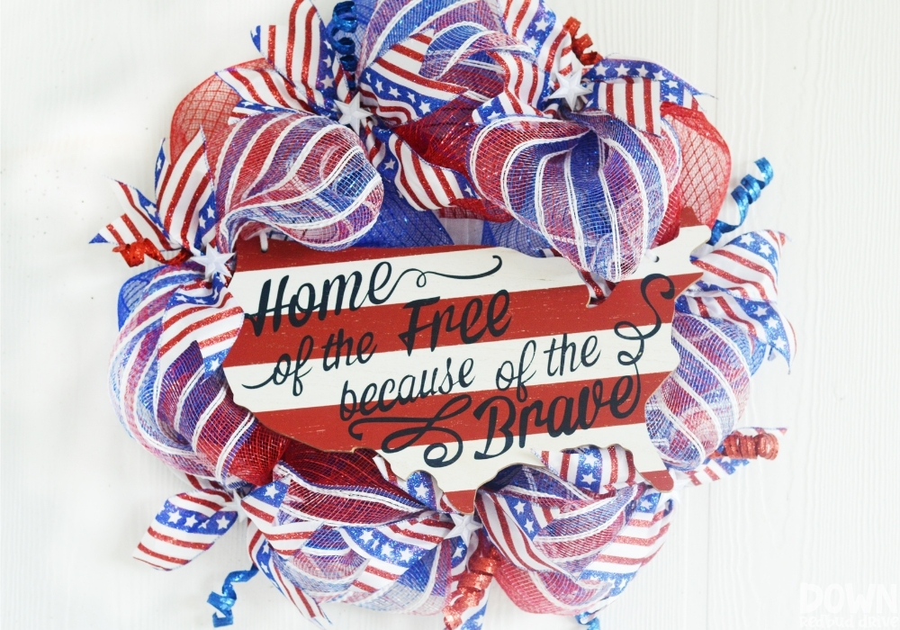 The finished Patriotic Deco Mesh Wreath.