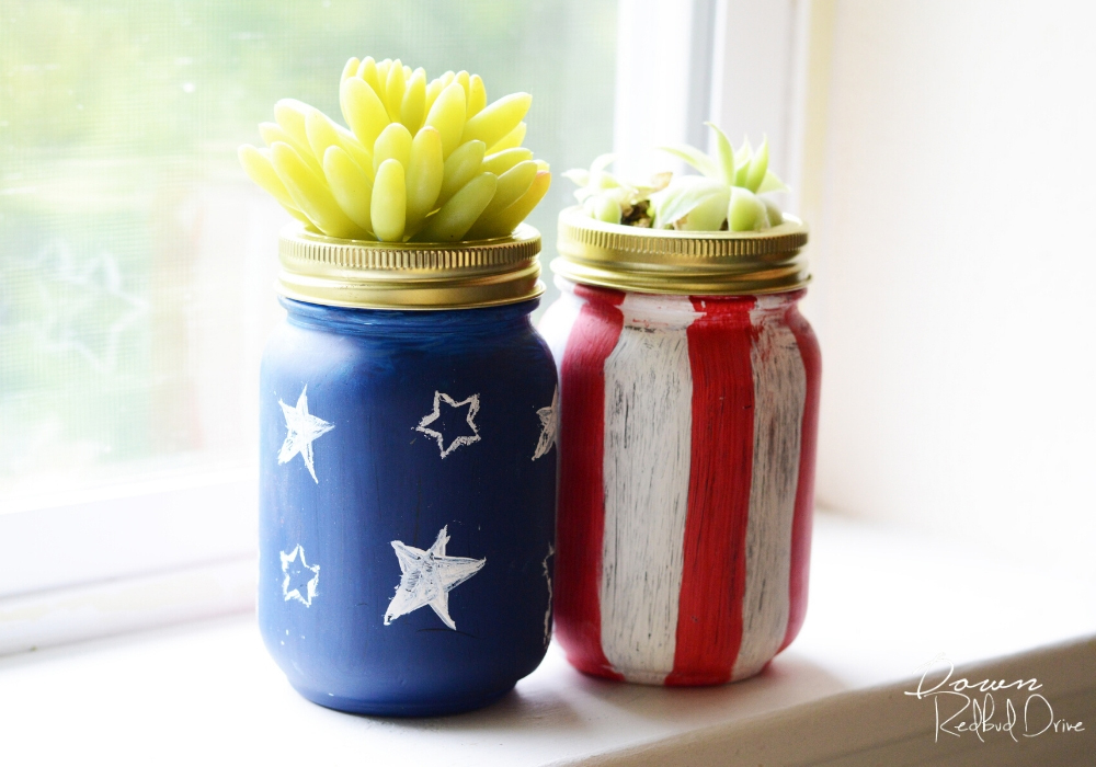 Patriotic Succulent Planters