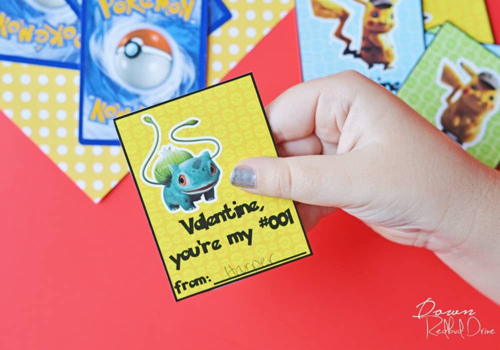 hand holding a Bulbasaur Valentine