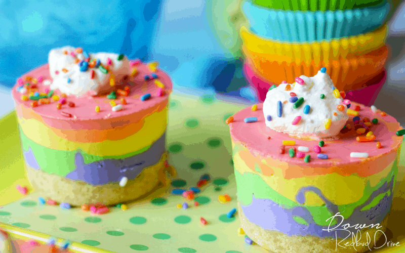 No Bake Rainbow Cheesecake