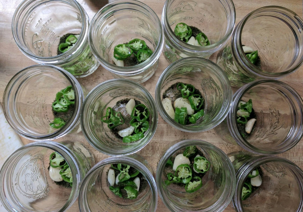 spices in mason jars for making pickles