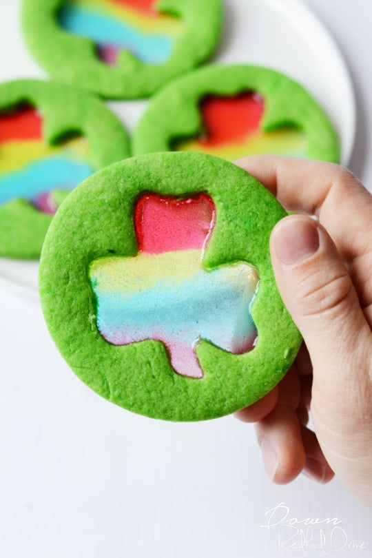 Stained Glass Shamrock Cookies