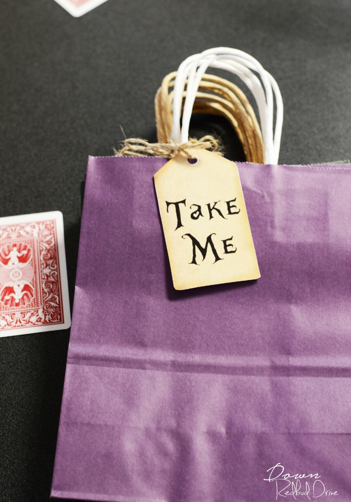 alice in wonderland birthday party favors take me bags