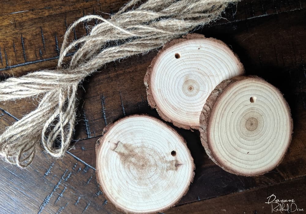 wod slice ornament blanks with twine