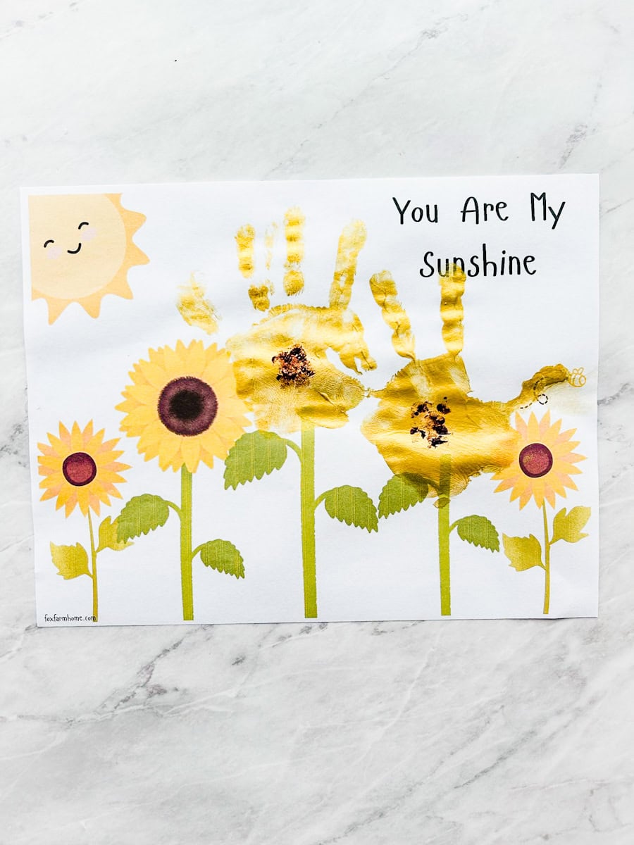 You are my sunshine sunflower handprint fall craft