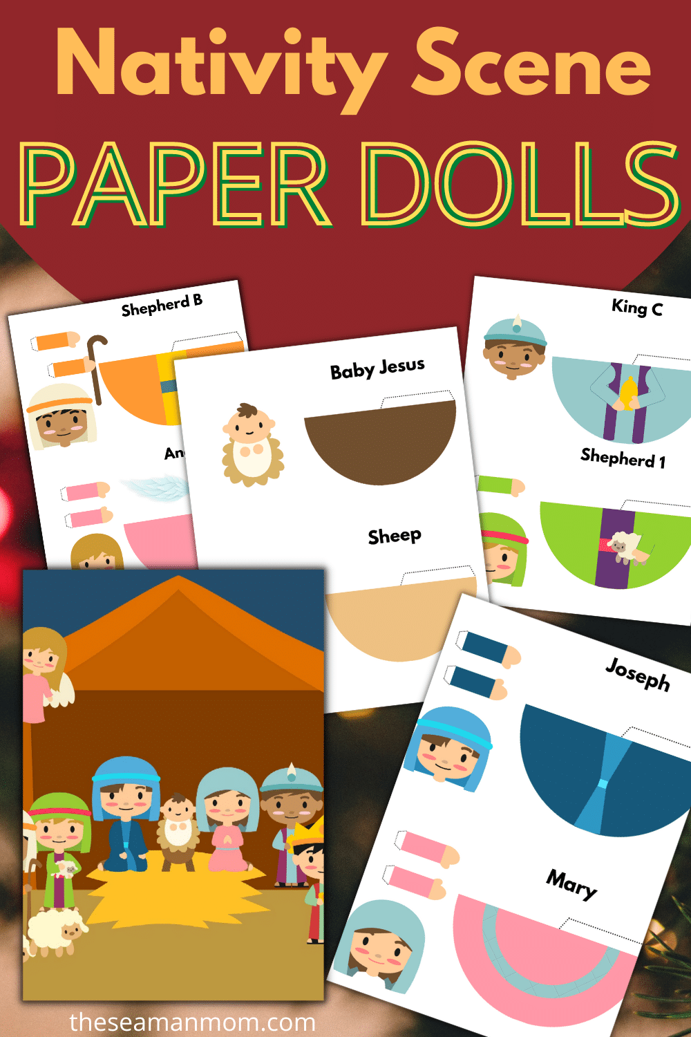 printable nativity scene paper dolls for kids to play with at christmas