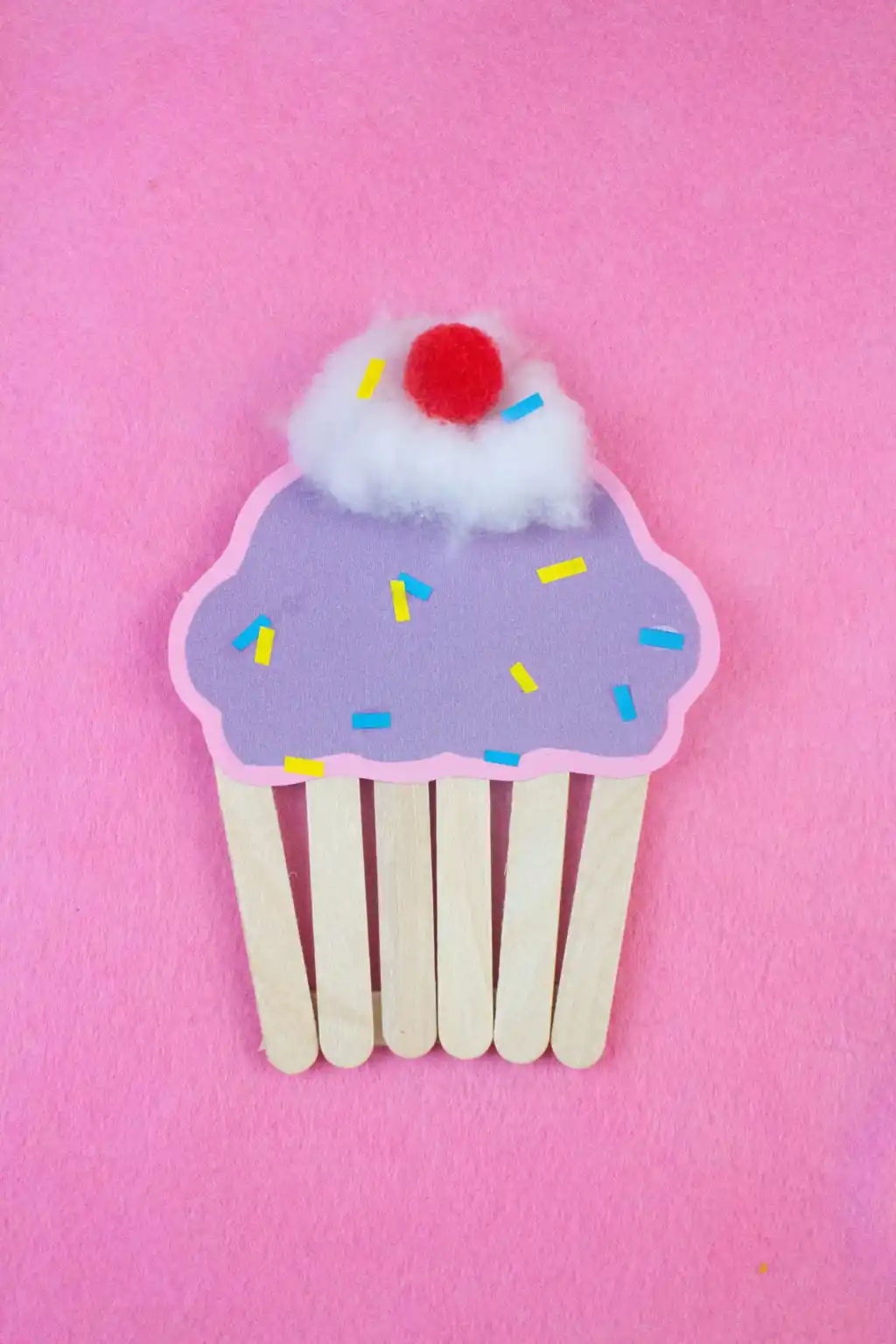 Popsicle stick cupcake craft for valentine's day